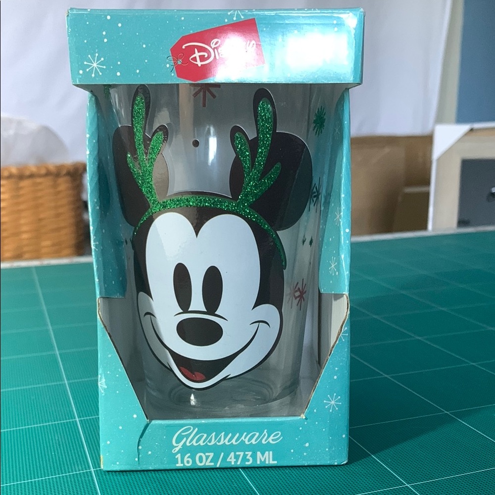 Disney Christmas Green and Black Mickey Mouse Glassware
